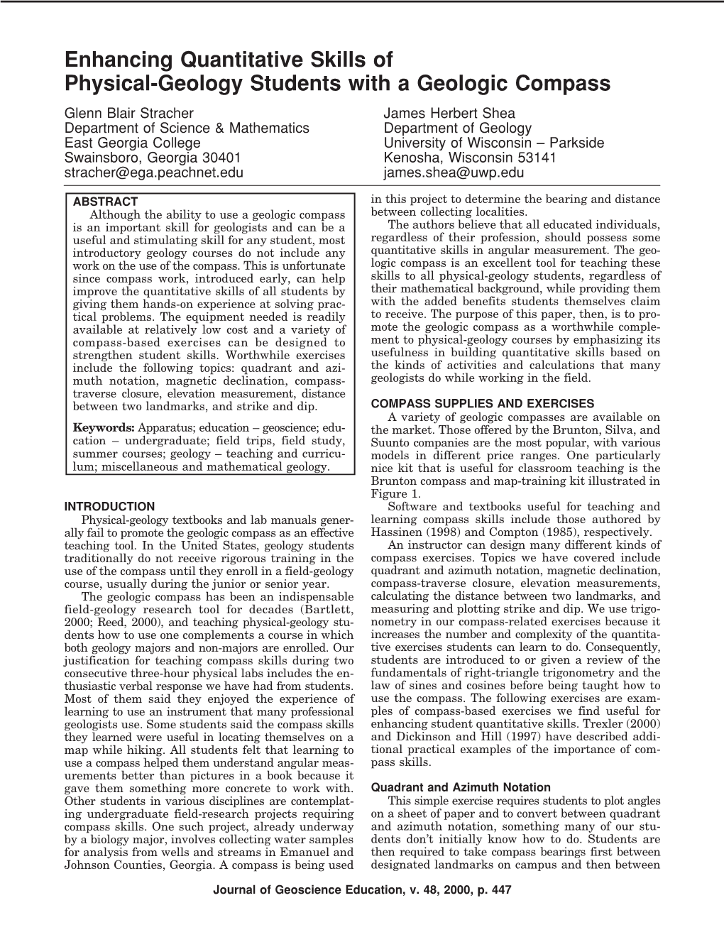 Enhancing Quantitative Skills of Physical-Geology Students with A