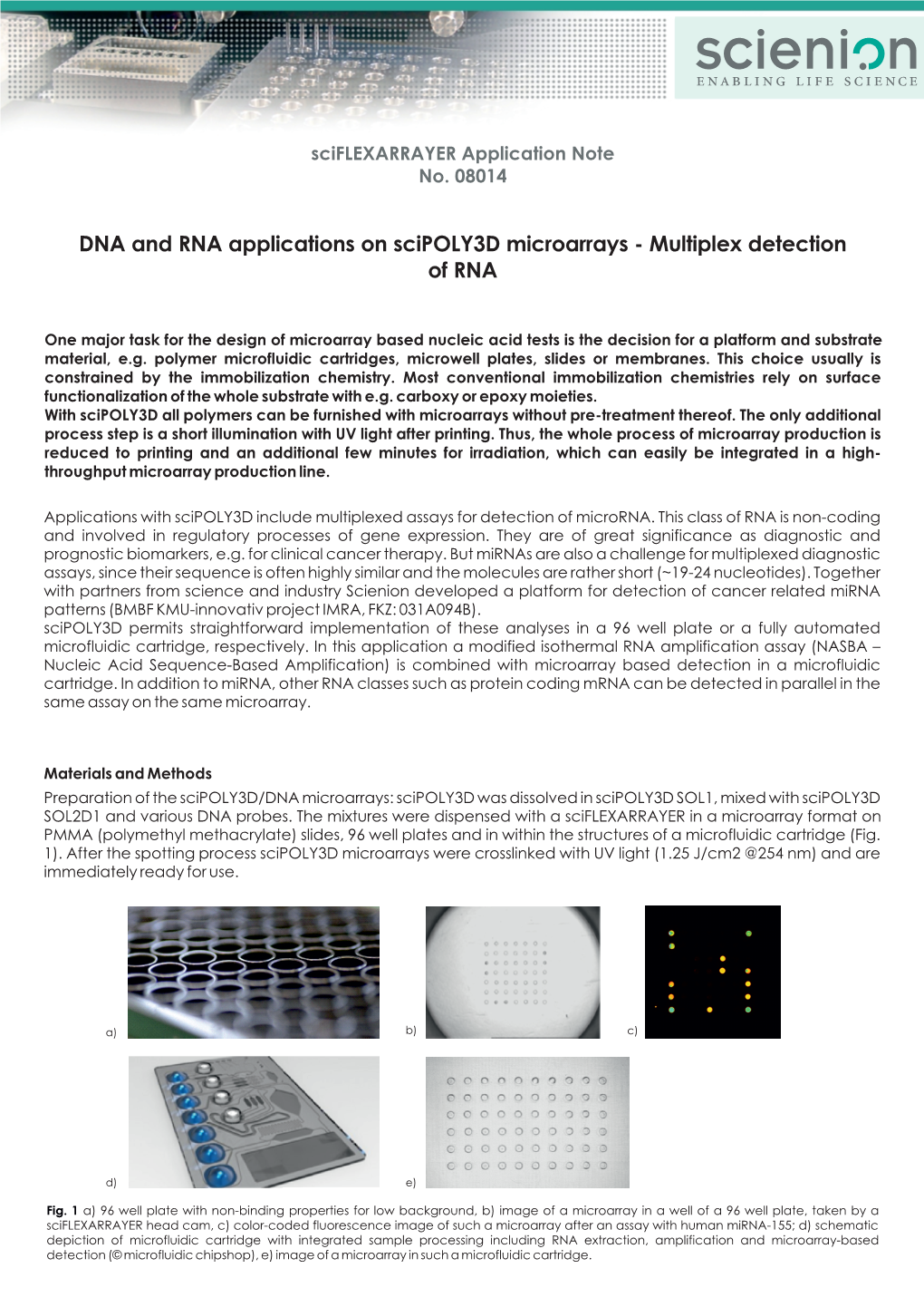 DNA and RNA Applications on Scipoly3d Microarrays - Multiplex Detection of RNA