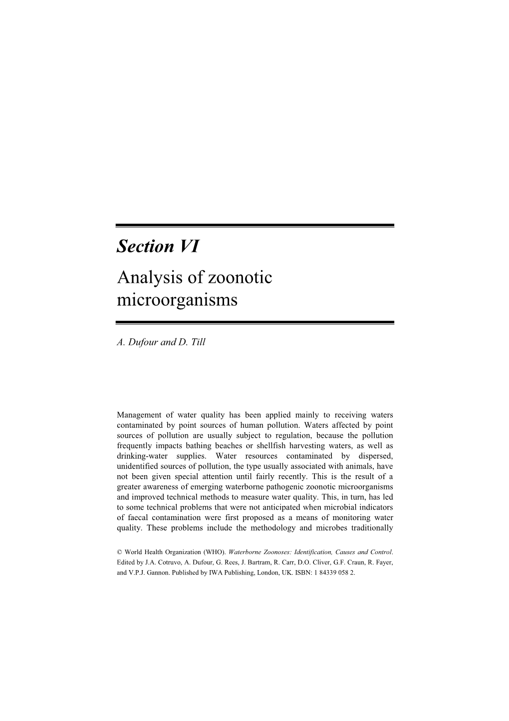 Section VI Analysis of Zoonotic Microorganisms