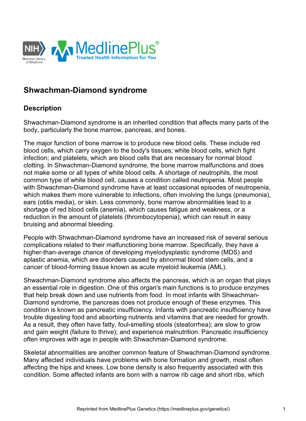 Shwachman-Diamond Syndrome