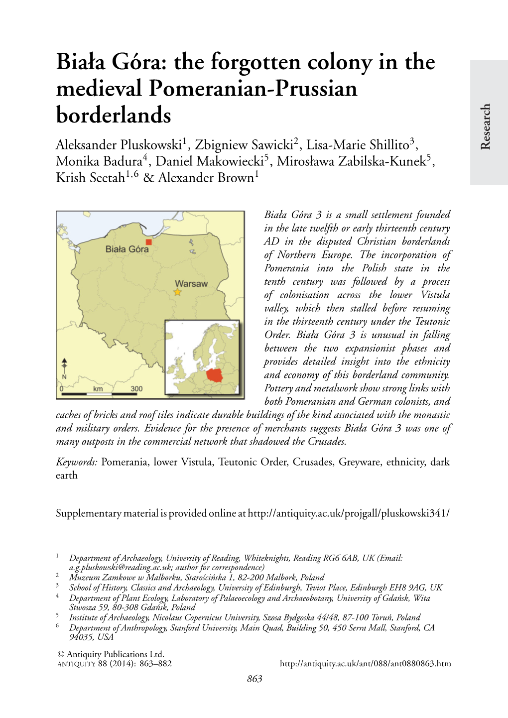 Biała G´Ora: the Forgotten Colony in the Medieval Pomeranian-Prussian