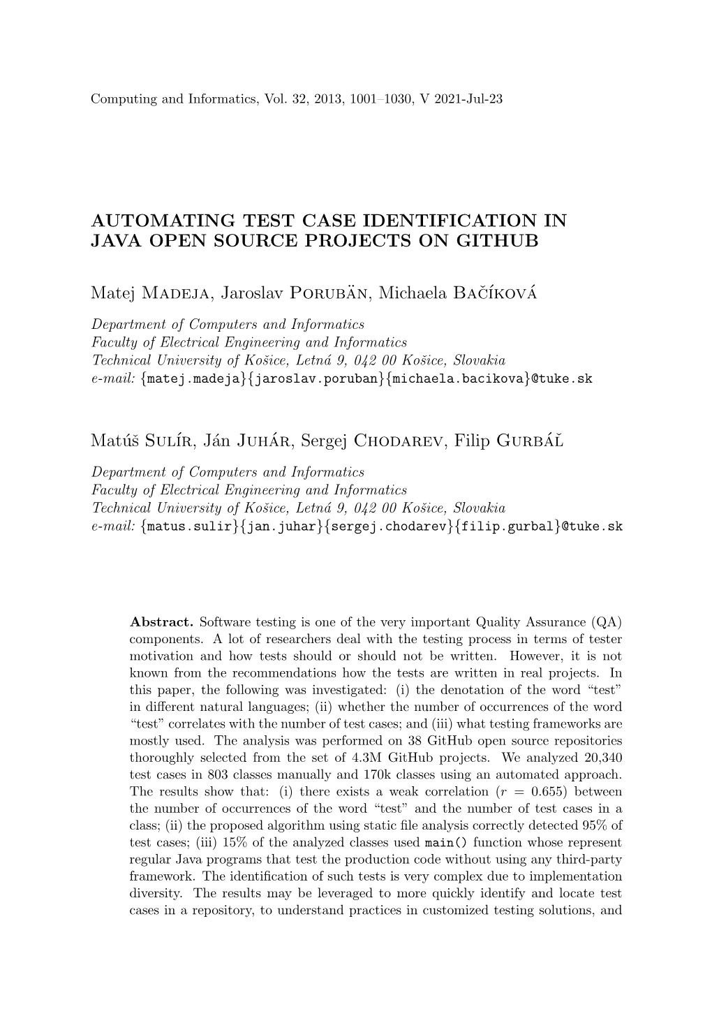 Automating Test Case Identification in Java Open Source Projects on Github