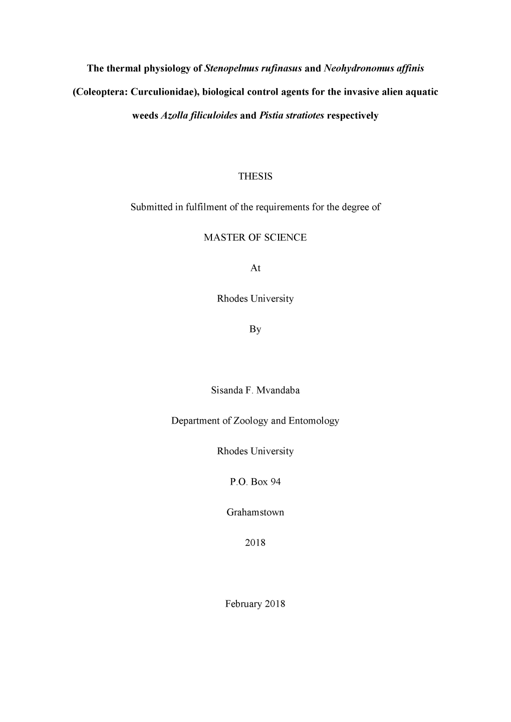 Biological Control Agents for the Invasive Alien Aquatic