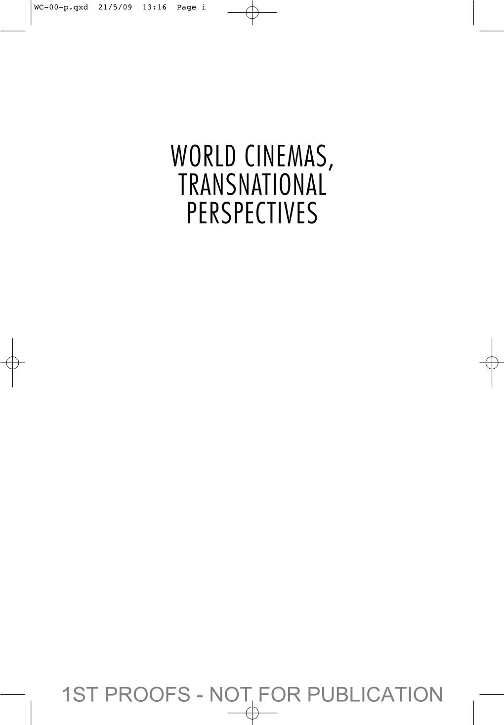 World Cinemas, Transnational Perspectives