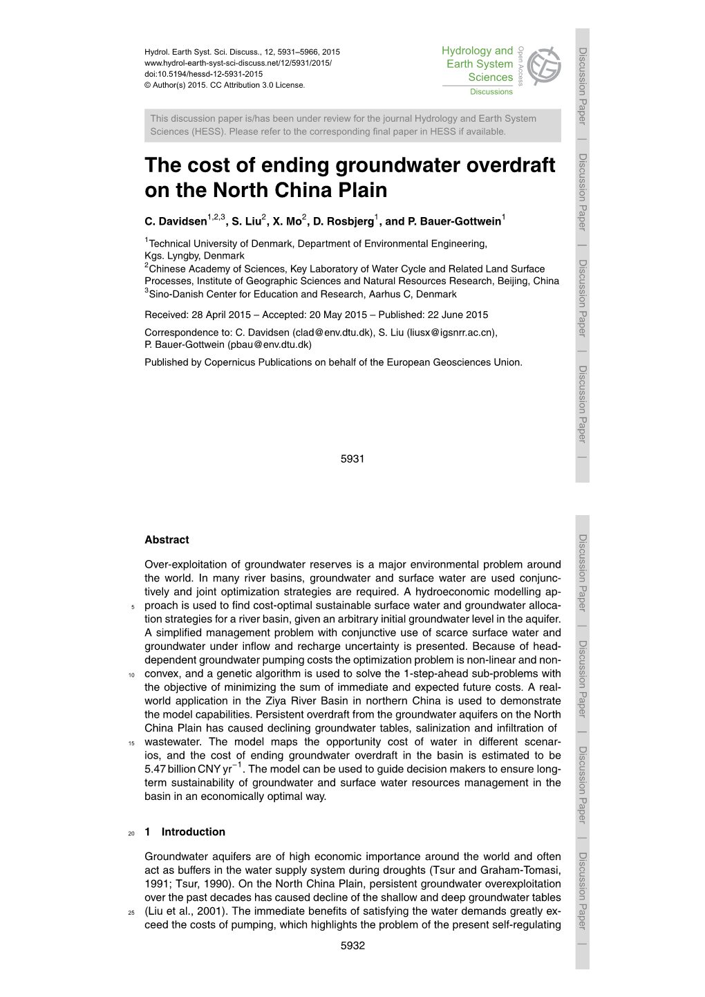 The Cost of Ending Groundwater Overdraft on the North China Plain