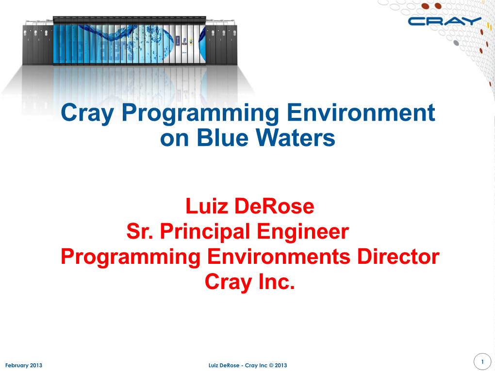 Cray Programming Environment Overview