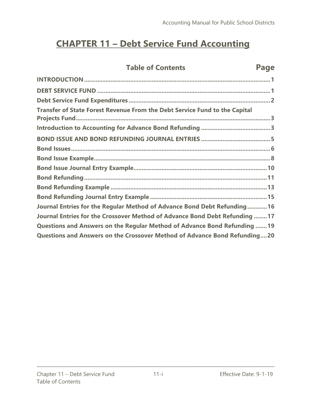 CHAPTER 11 – Debt Service Fund Accounting