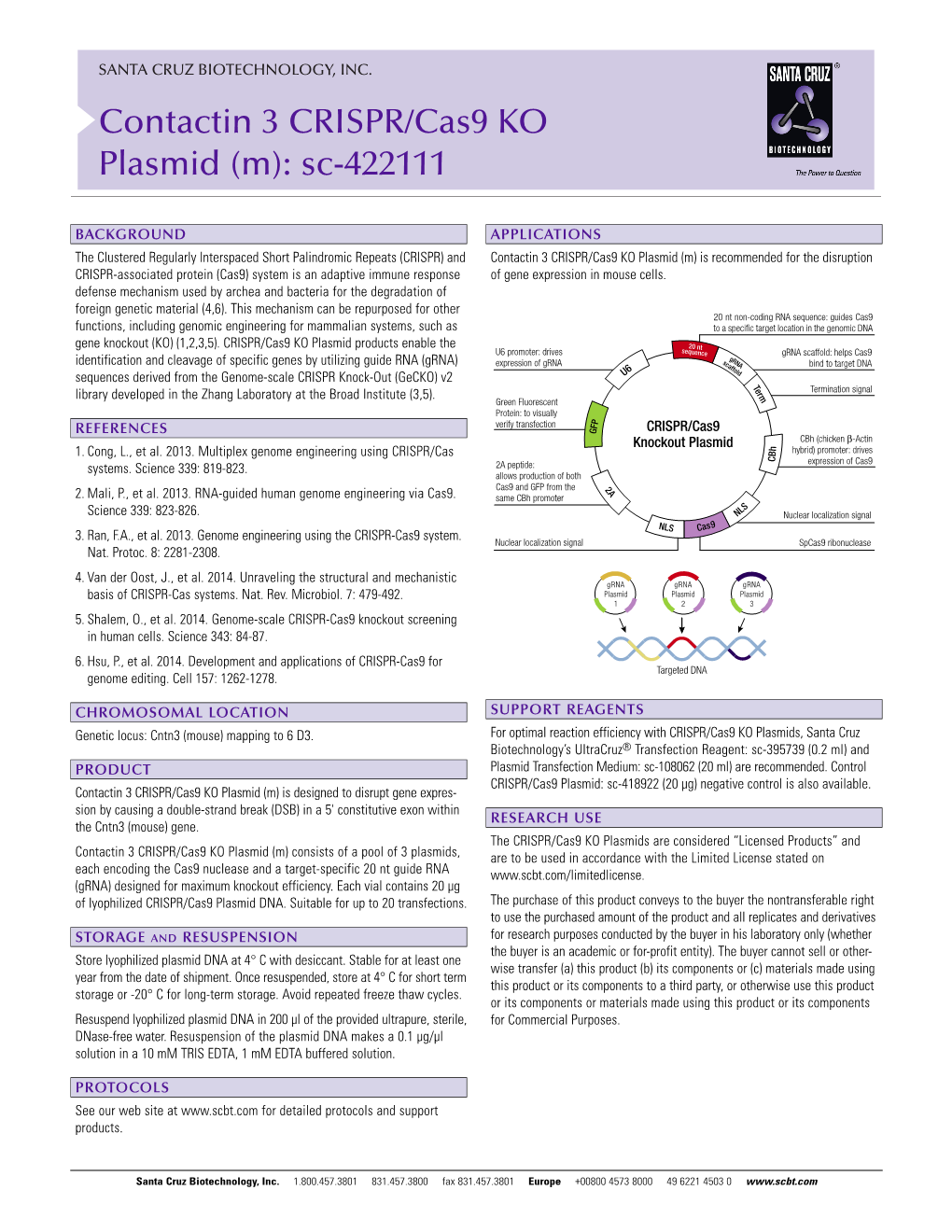 Contactin 3 CRISPR/Cas9 KO Plasmid (M): Sc-422111