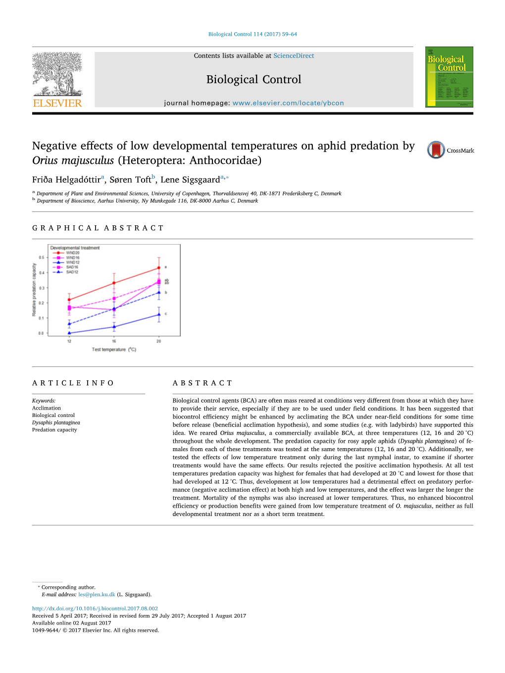 Negative Effects of Low Developmental Temperatures on Aphid Predation By