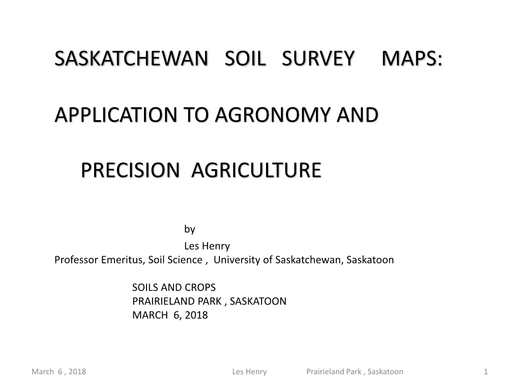 Saskatchewan Soil Survey Maps