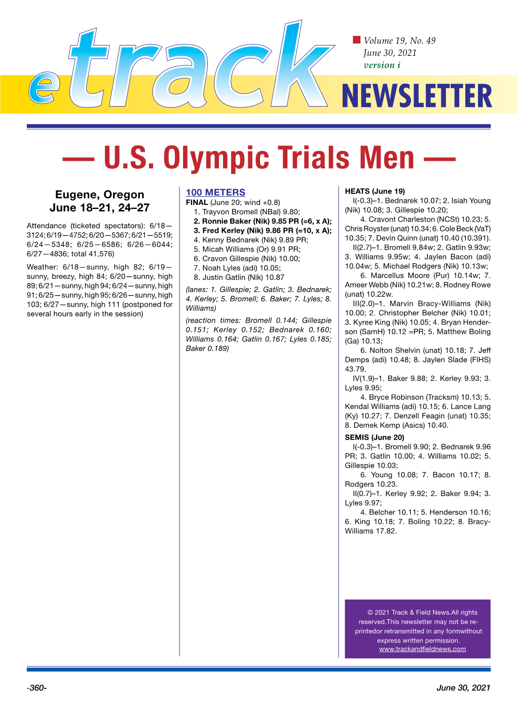 — U.S. Olympic Trials Men —