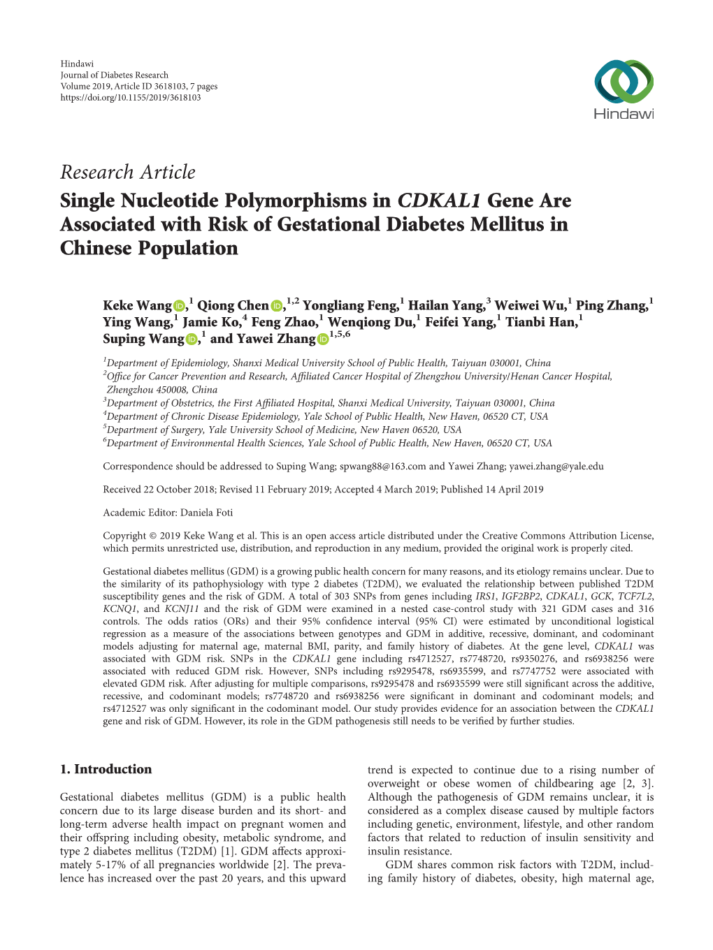 Single Nucleotide Polymorphisms in CDKAL1 Gene Are Associated with Risk of Gestational Diabetes Mellitus in Chinese Population