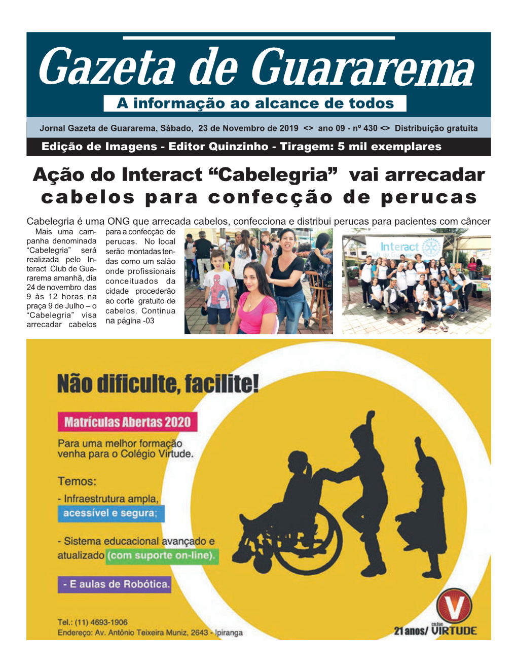 “Cabelegria” Vai Arrecadar Cabelos Para Confecção De Perucas