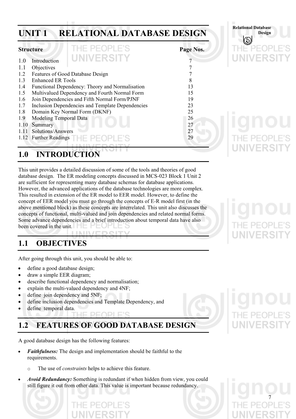 Unit 1 Relational Database Design