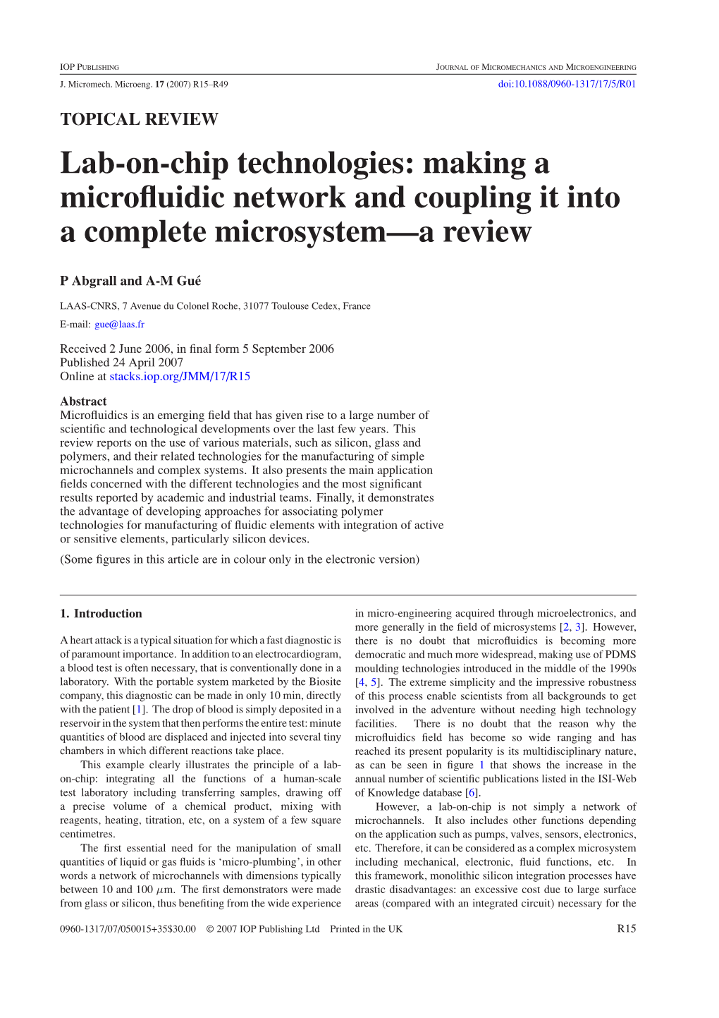 Lab-On-Chip Technologies: Making a Microfluidic Network and Coupling It