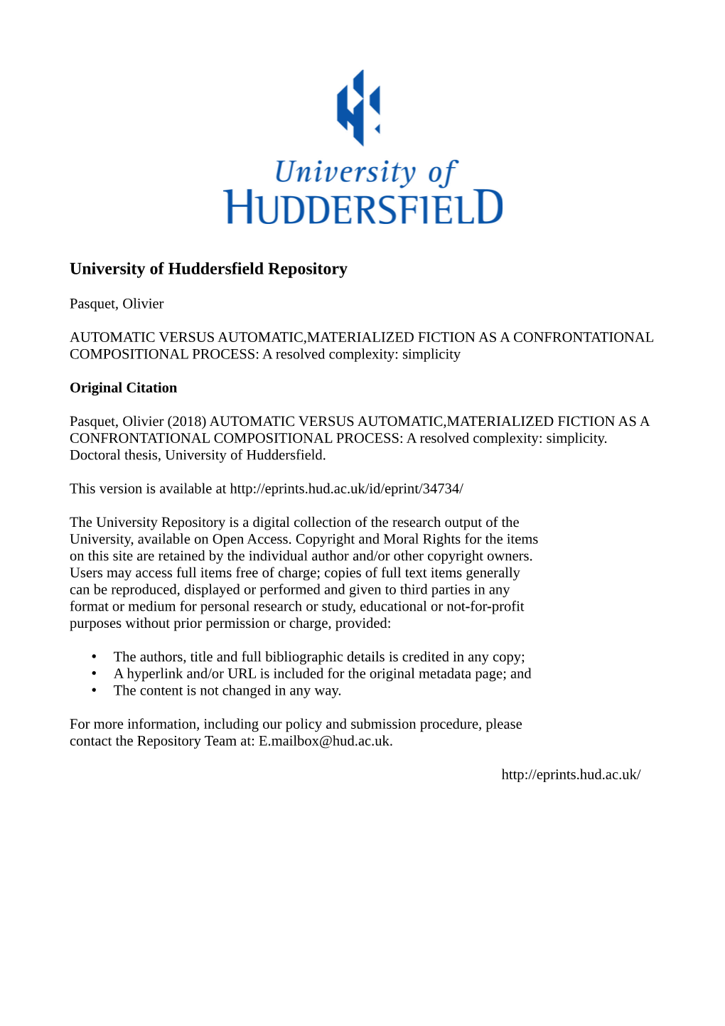 University of Huddersfield Repository