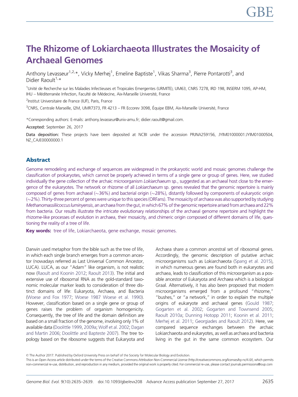 The Rhizome of Lokiarchaeota Illustrates the Mosaicity of Archaeal Genomes