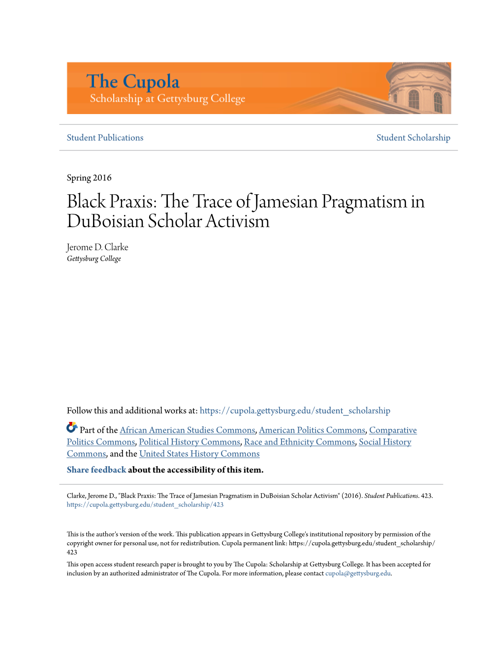 The Trace of Jamesian Pragmatism in Duboisian Scholar Activism