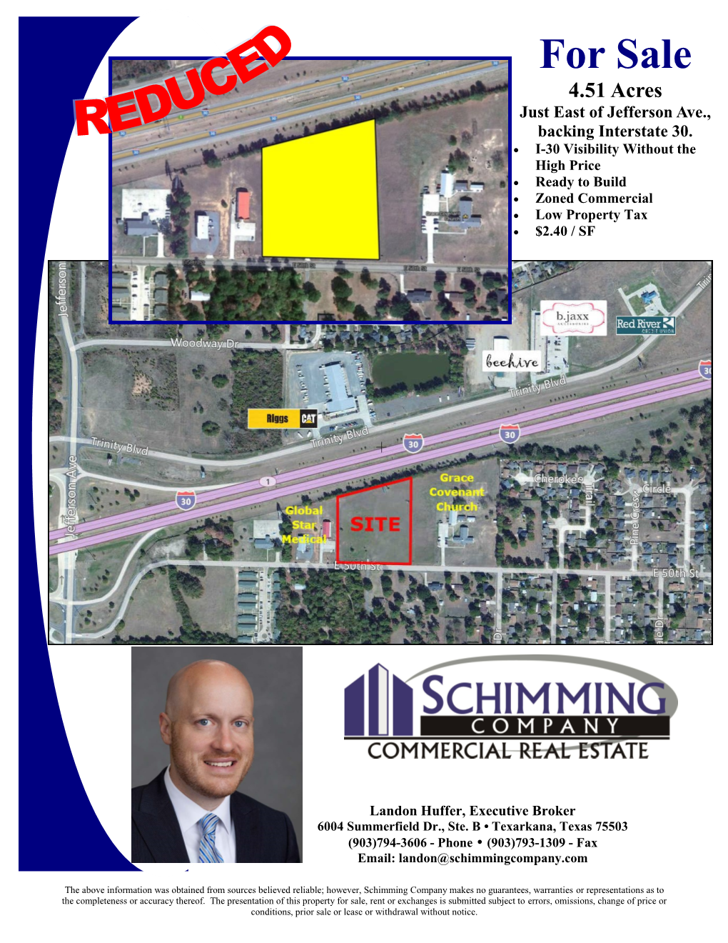 For Sale 4.51 Acres Just East of Jefferson Ave., Backing Interstate 30