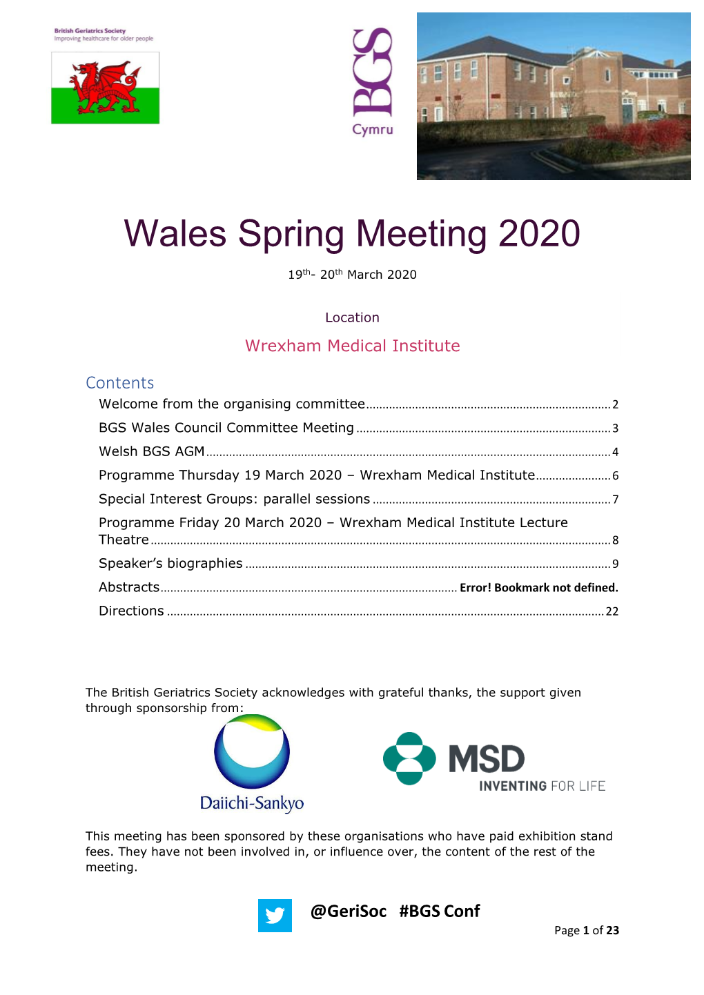 Wales Spring Meeting 2020