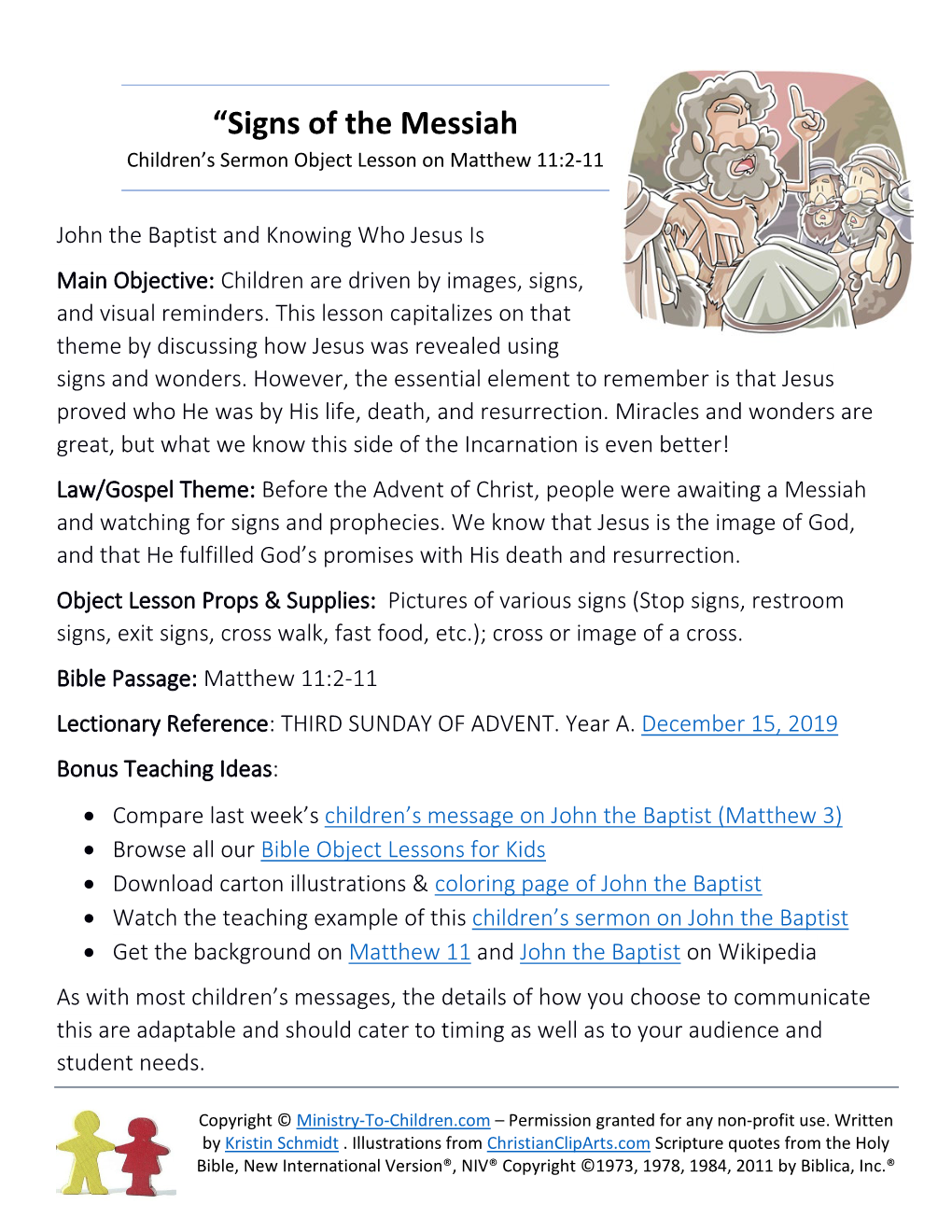 Matthew 11:2-11 Children's Message Object Lesson