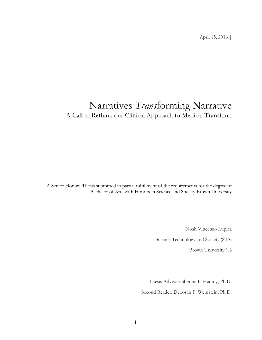 Narratives Transforming Narrative a Call to Rethink Our Clinical Approach to Medical Transition