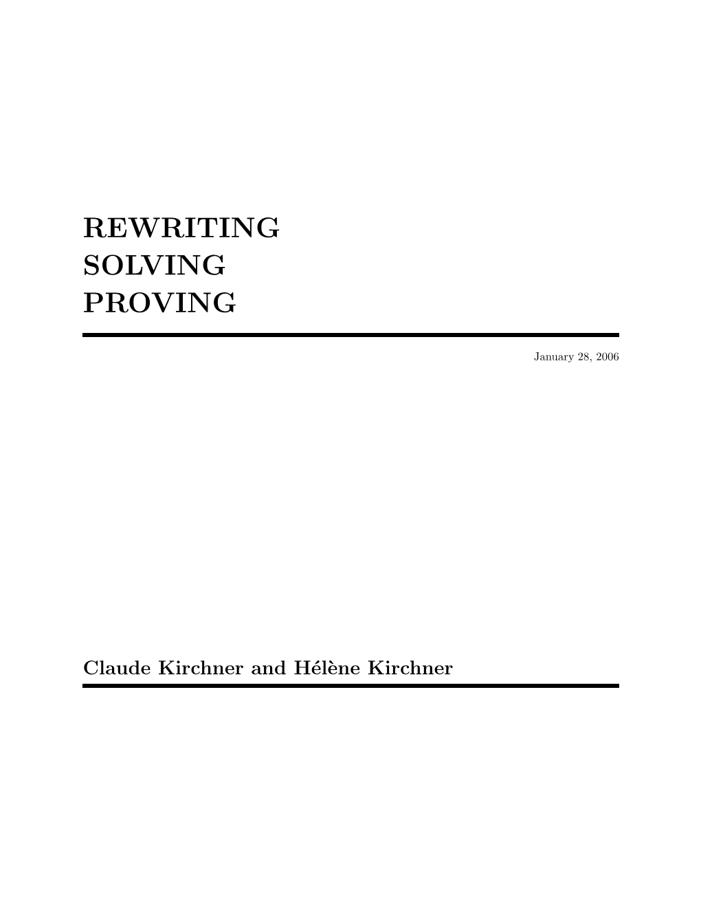 Rewriting Solving Proving