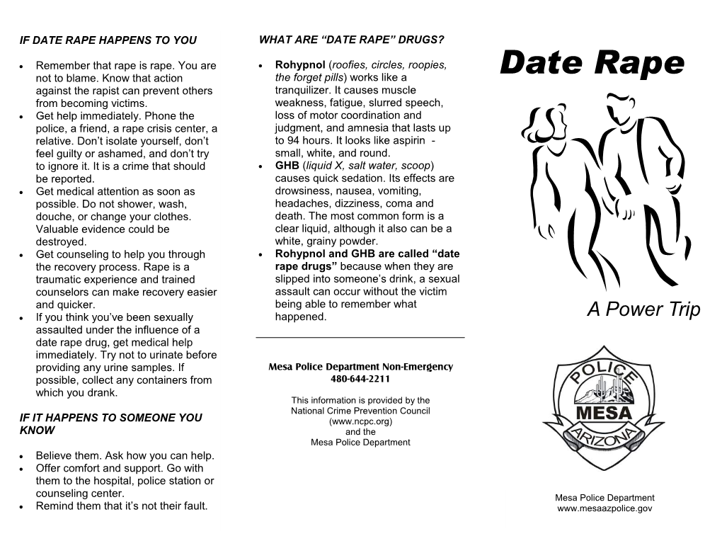 Date Rape Happens to You What Are “Date Rape” Drugs?