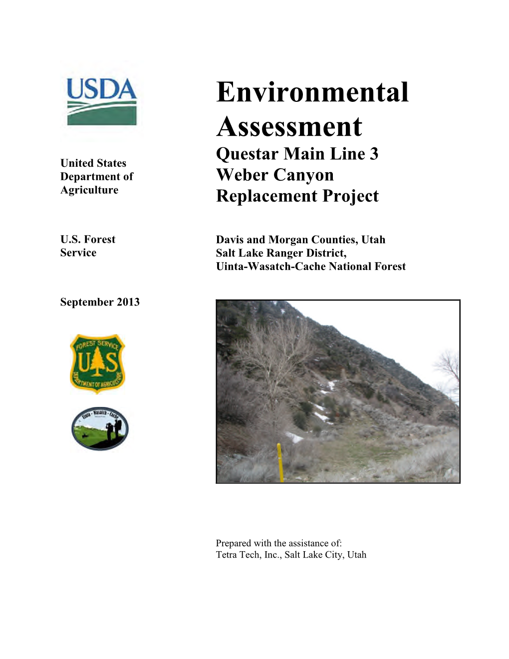 Environmental Assessment Questar Main Line 3 United States Department of Weber Canyon Agriculture Replacement Project