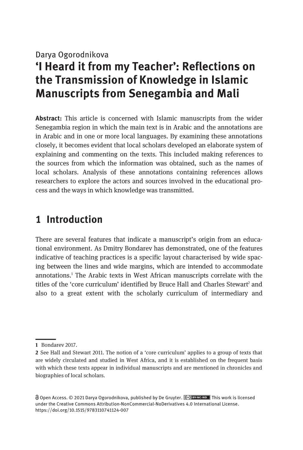 Reflections on the Transmission of Knowledge in Islamic Manuscripts from Senegambia and Mali