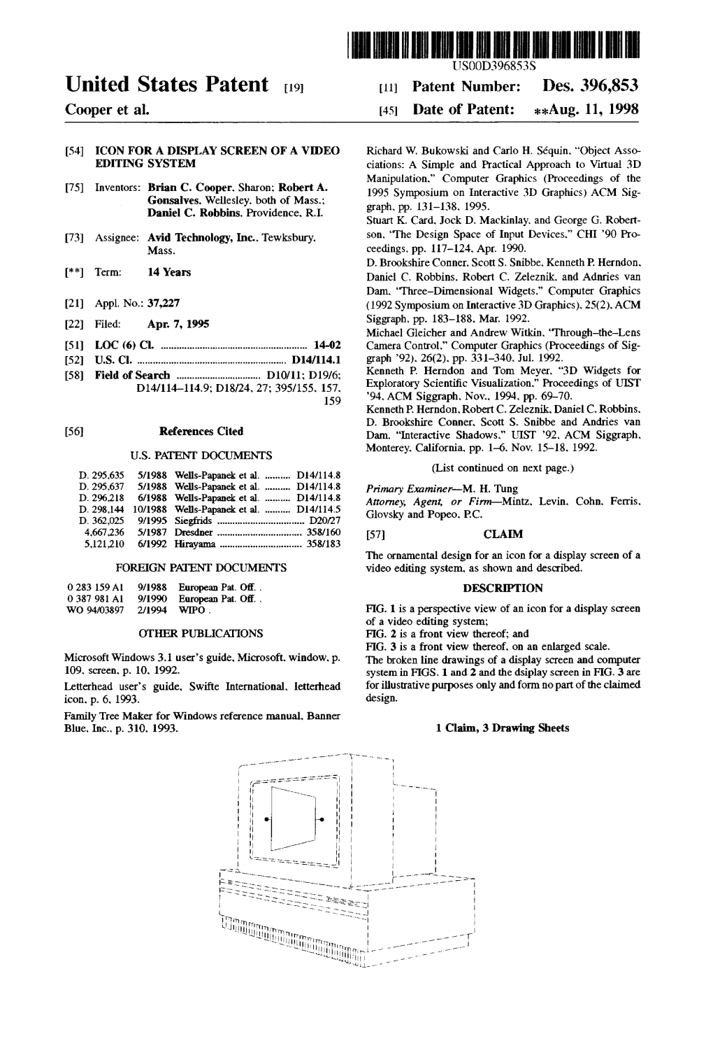 United States Patent 19 11 Patent Number: Des