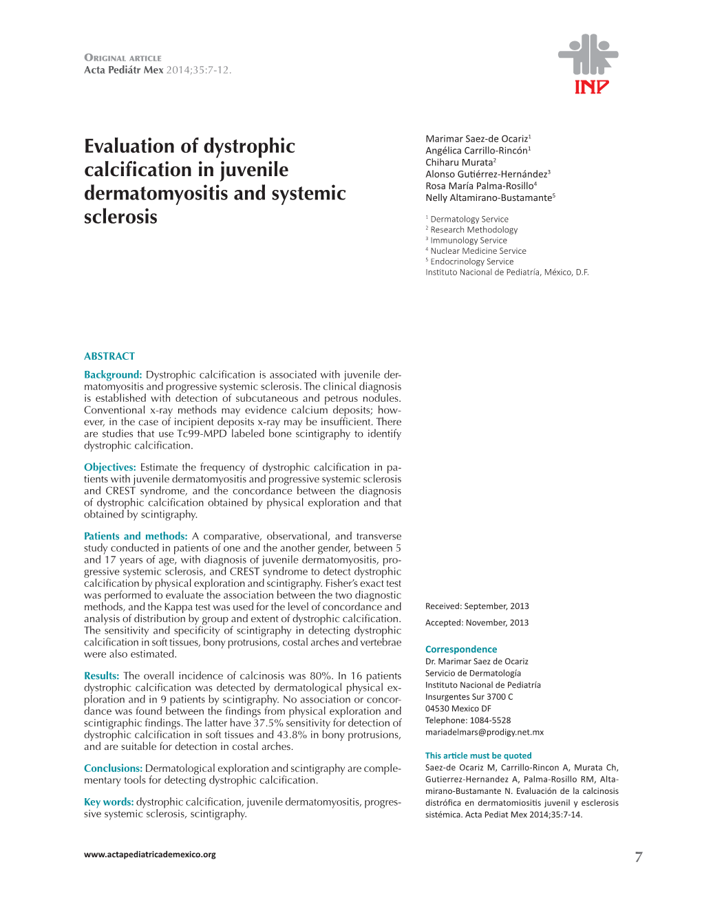 Evaluation of Dystrophic Calcification in Juvenile Dermatomyositis And