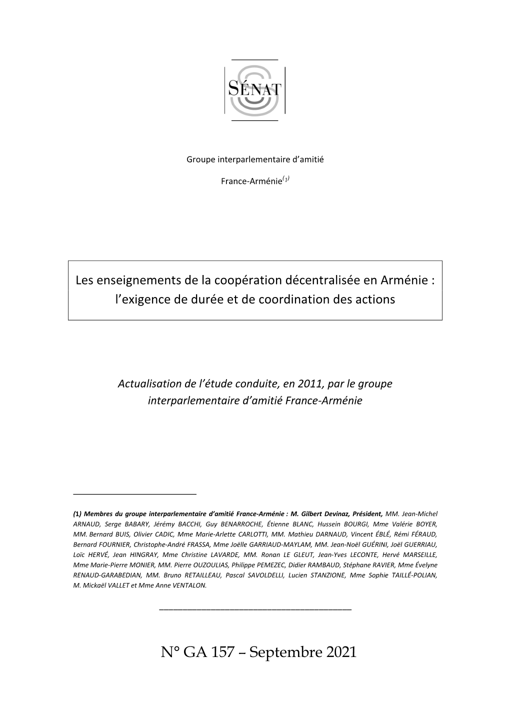 Les Enseignements De La Coopération Décentralisée En Arménie : L’Exigence De Durée Et De Coordination Des Actions