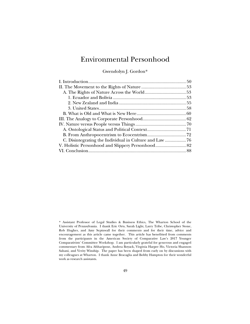 Environmental Personhood