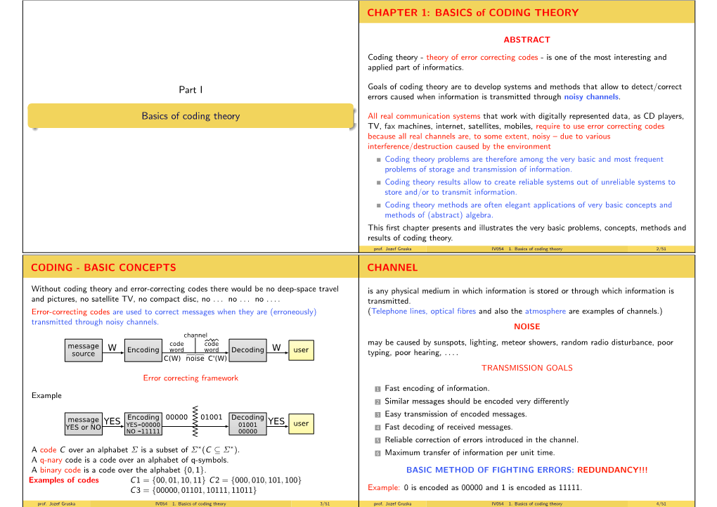 BASICS of CODING THEORY CODING