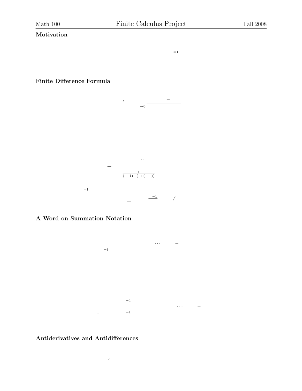 Finite Calculus Worksheet