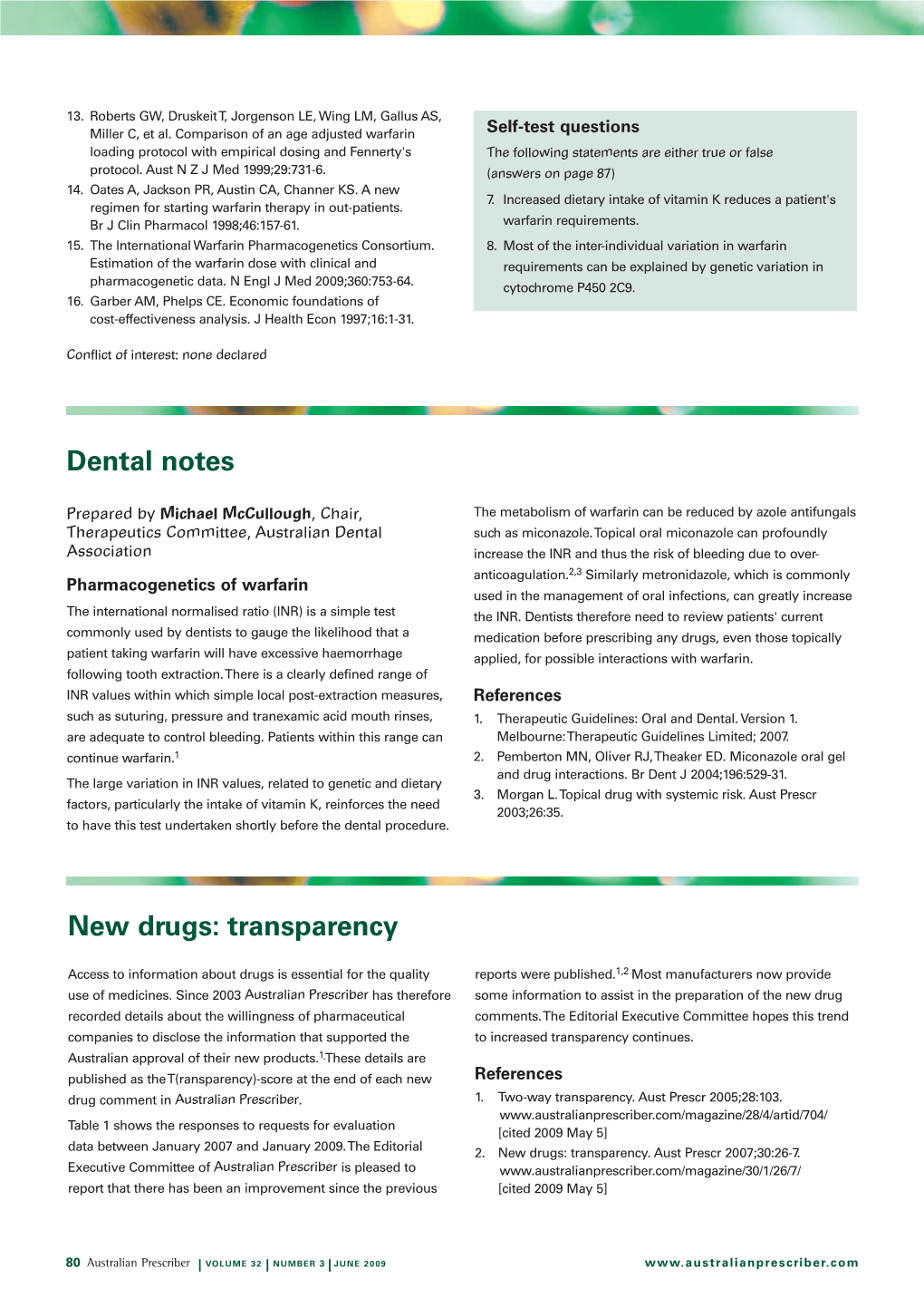 Dental Notes New Drugs: Transparency