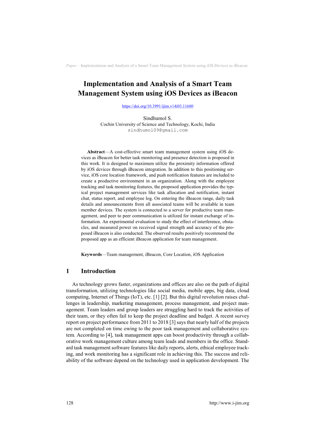 Implementation and Analysis of a Smart Team Management System Using Ios Devices As Ibeacon