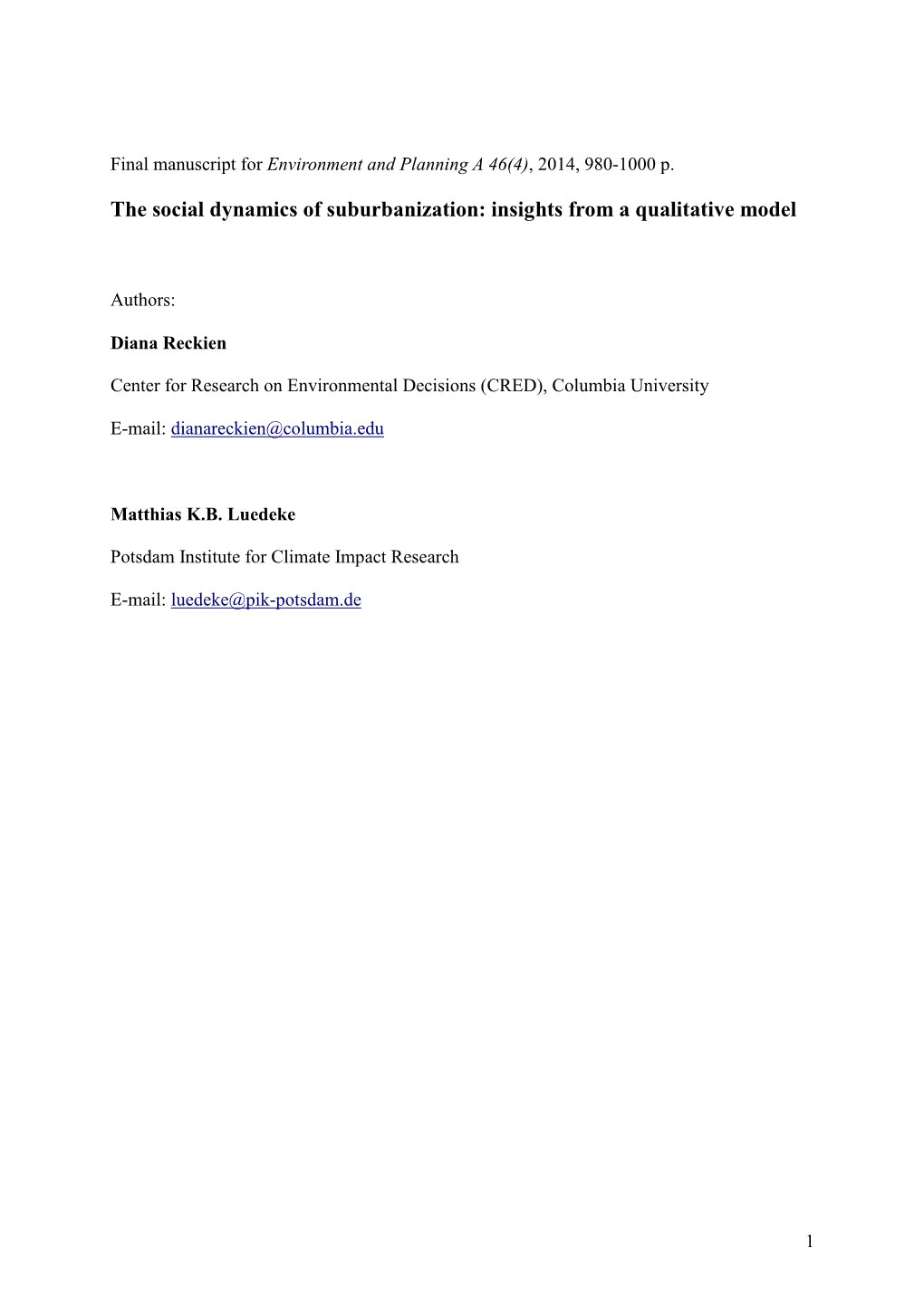 The Social Dynamics of Suburbanization: Insights from a Qualitative Model