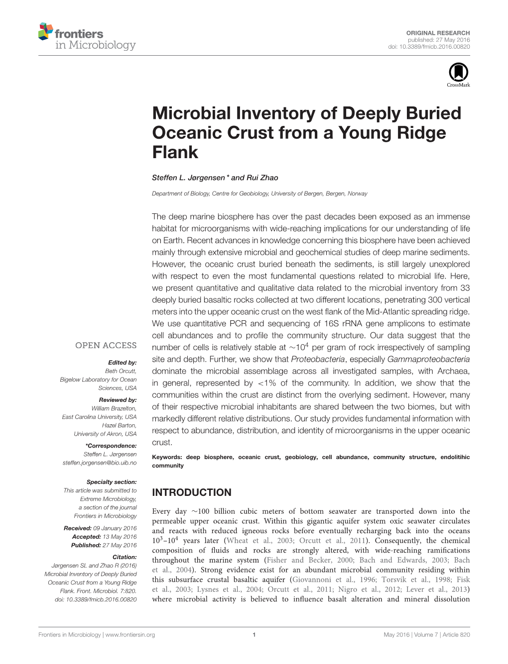 Microbial Inventory of Deeply Buried Oceanic Crust from a Young Ridge Flank