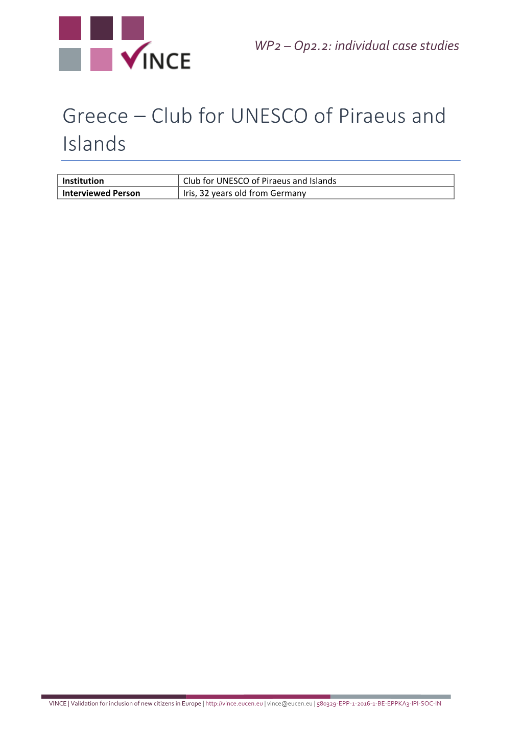 Club for UNESCO of Piraeus and Islands