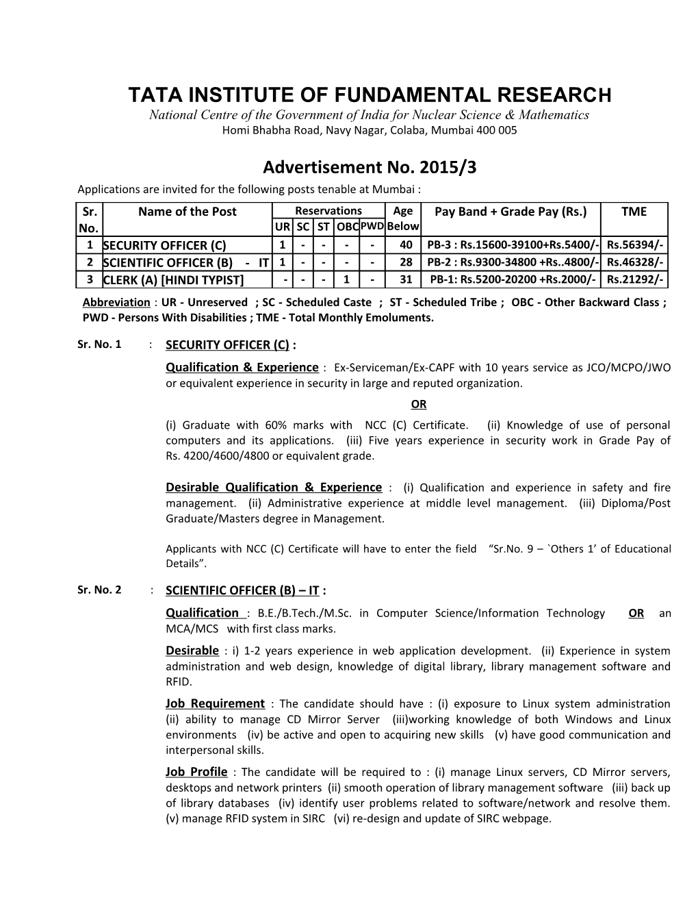 Tata Institute of Fundamental Research s1