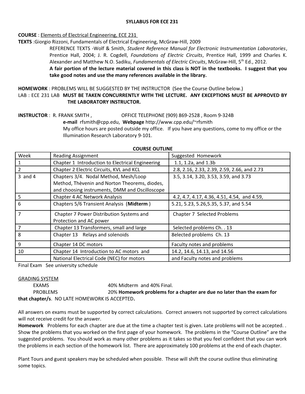 Syllabus for Ece 323