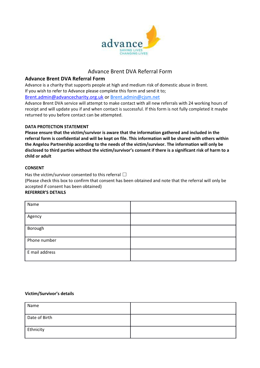 Advance Brent DVA Referral Form