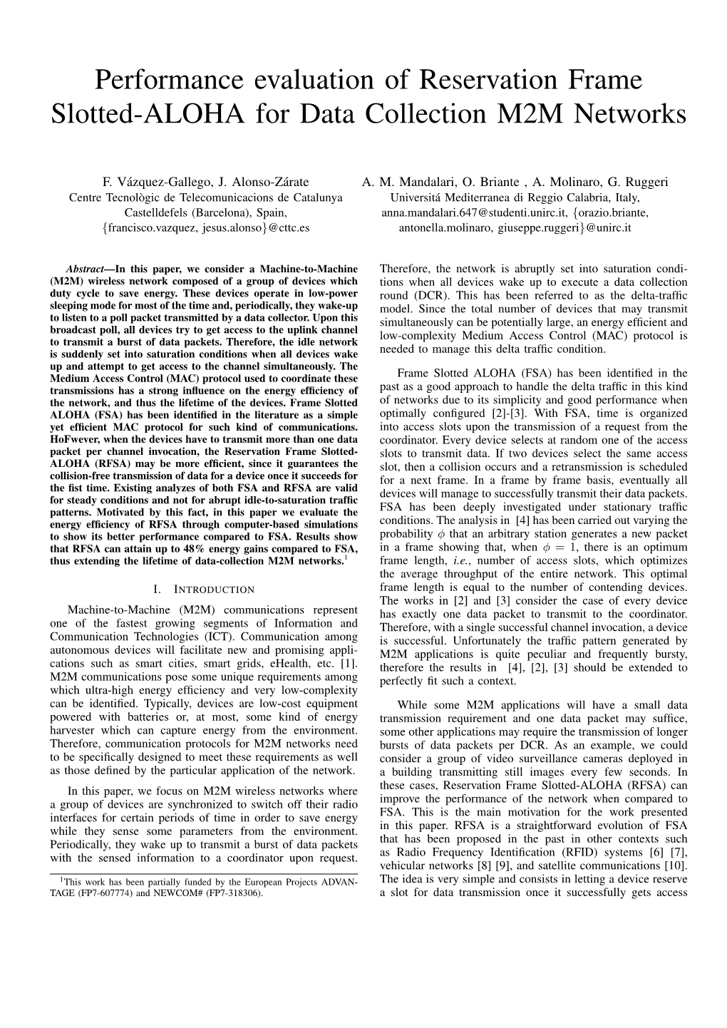 Performance Evaluation of Reservation Frame Slotted-ALOHA for Data Collection M2M Networks