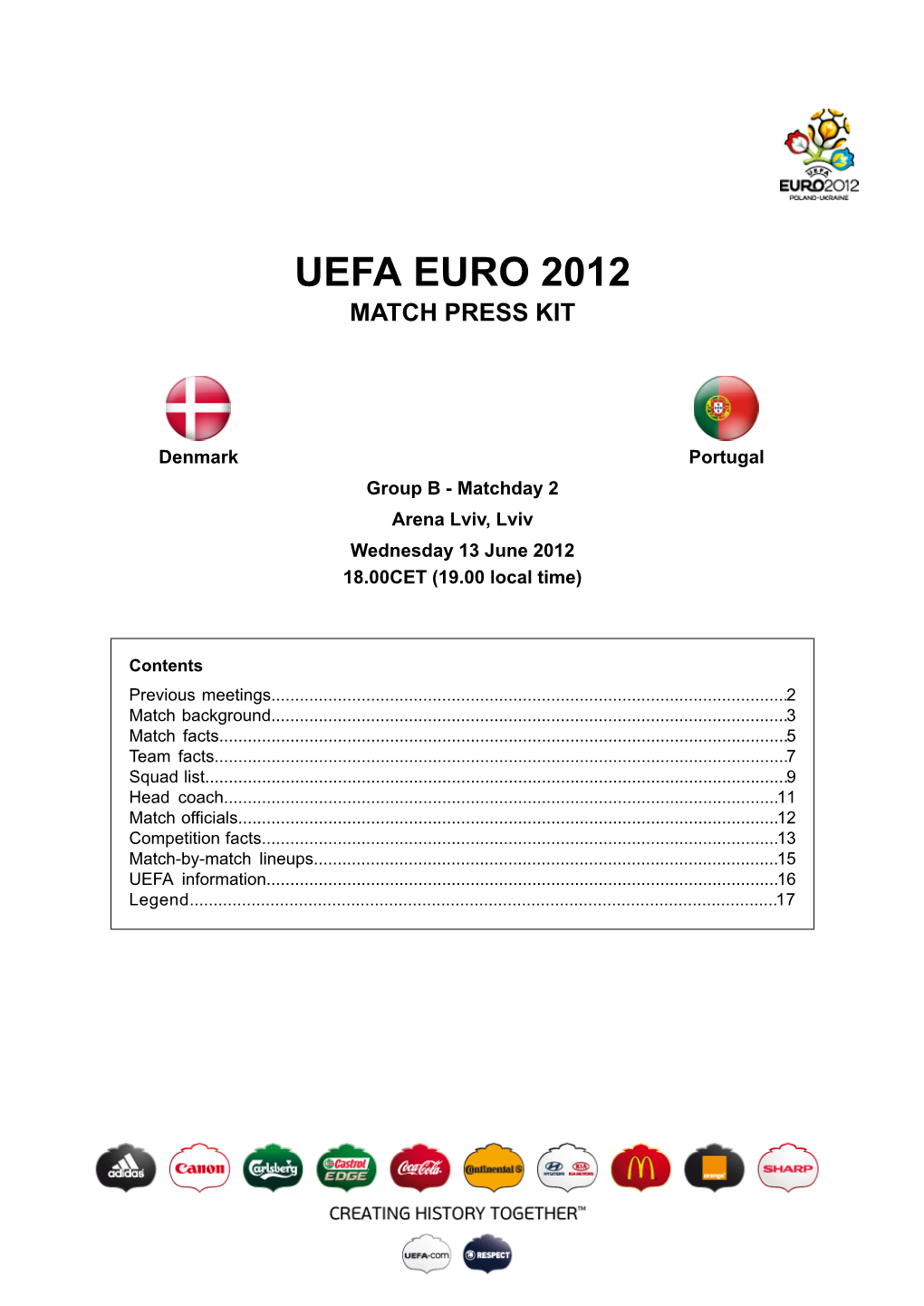 Uefa Euro 2012 Match Press Kit