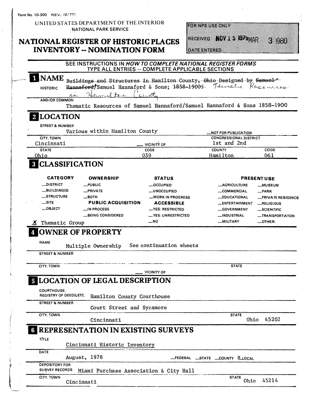 National Register of Historic Places Inventory -- Nomination Form