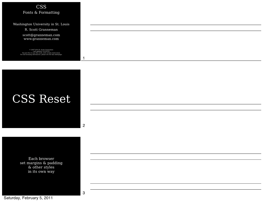 CSS Fonts & Formatting—Handouts