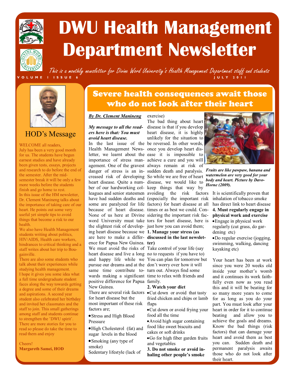 DWU Health Management Department Newsletter