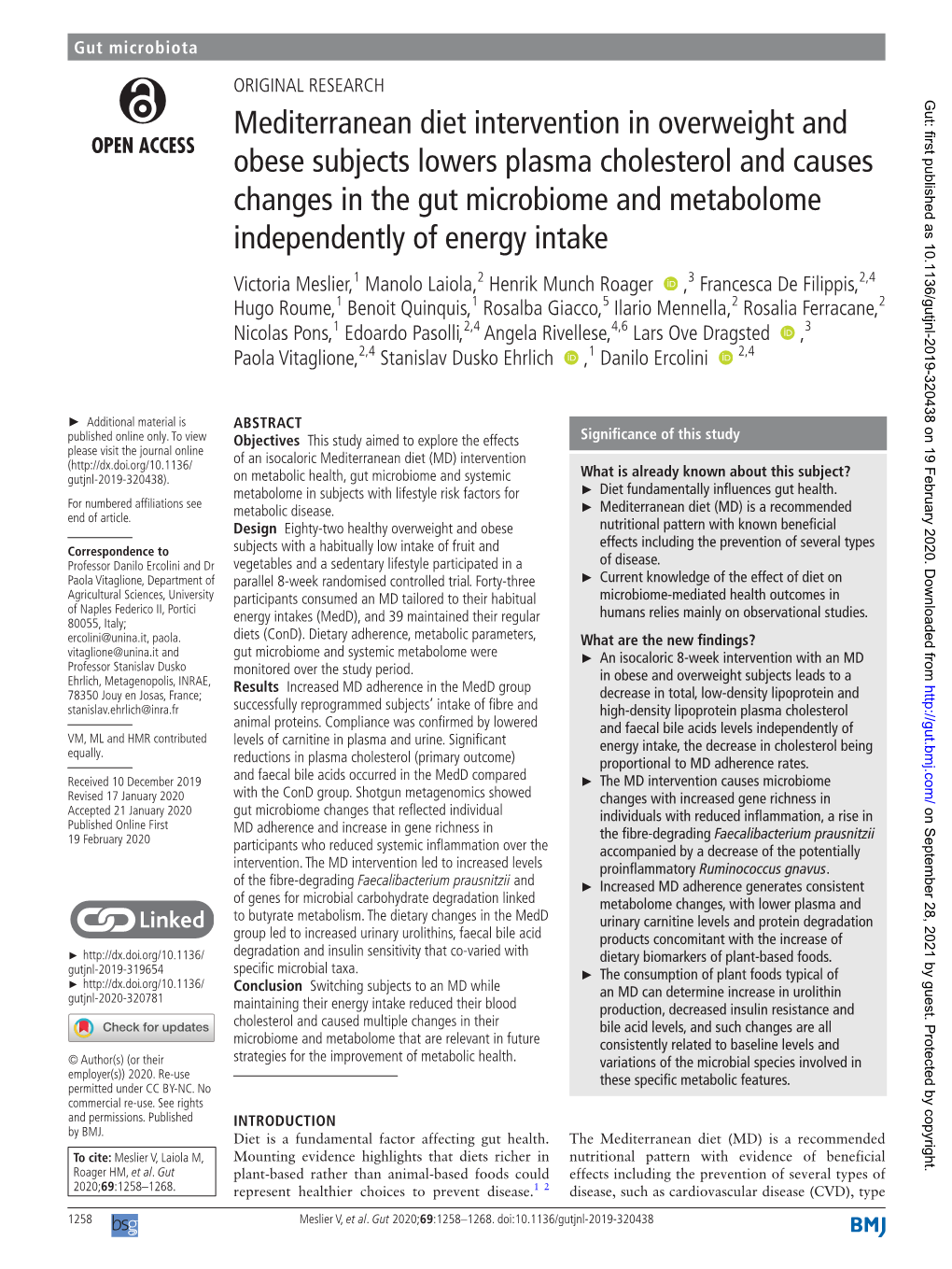 Mediterranean Diet Intervention in Overweight and Obese Subjects